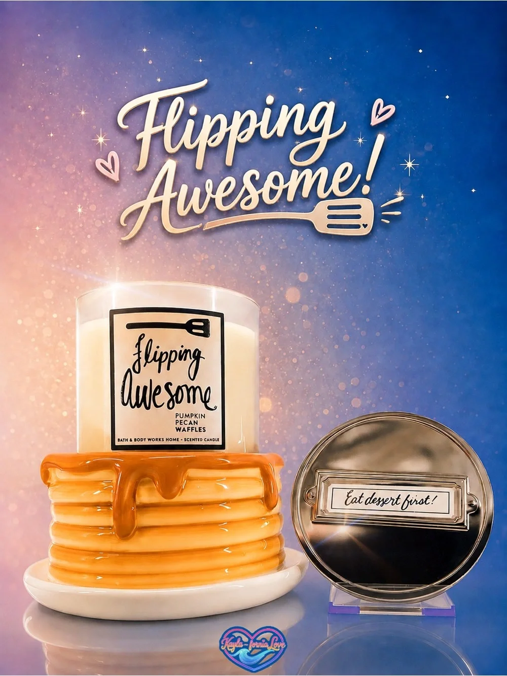 BBW Flipping Awesome Pumpkin Pecan Waffles Candle + Pancake Holder